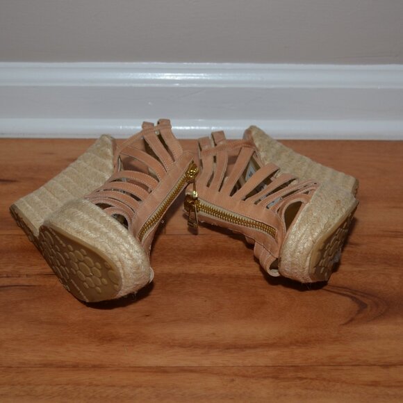 Jimmy Choo London tan Palermo Made in Italy espadrille wedges, sz 37 - Picture 7 of 10